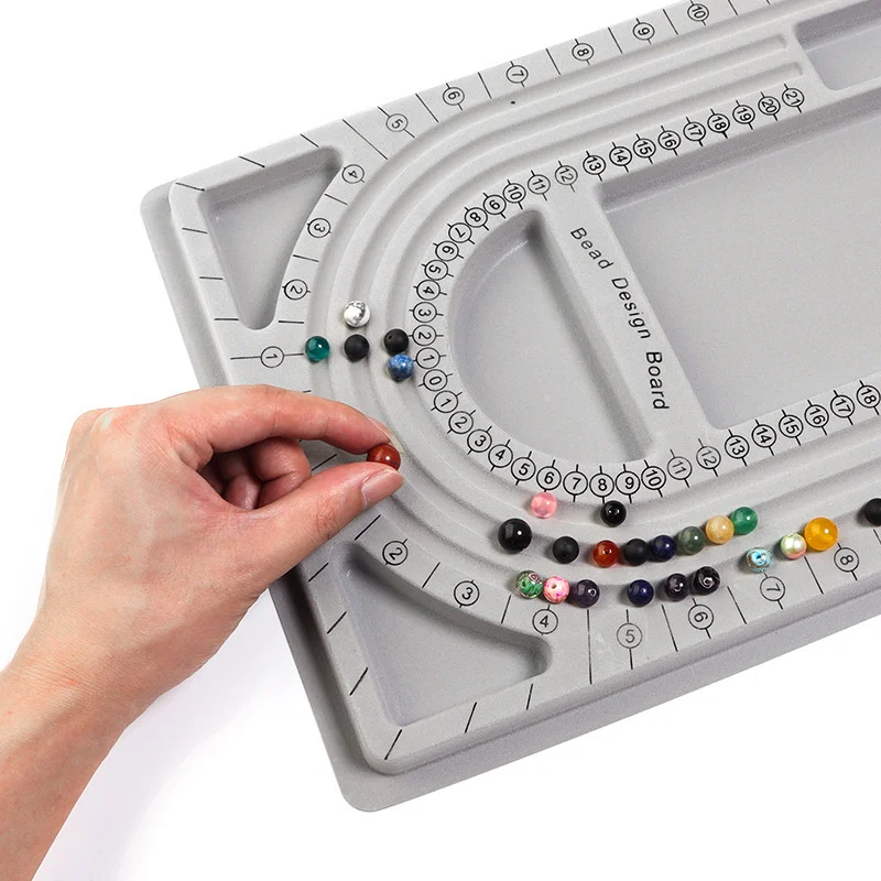 Gray Flocked Bead Design Board DIY Jewelry Making Bracelet Necklace Beading Organizer Tray Size Measuring Plate Craft Tools