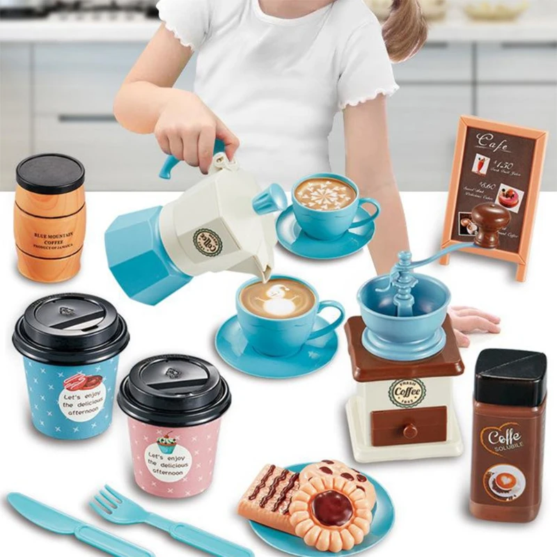 Pretend Kitchen Toys Kitchen Toys Pretend Coffee Set Toys Girls Kitchen Toy Simulation Coffee Maker Set For Role-Play Kid Hobby Collection