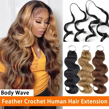 Reusable Knotless #27 Honey Blonde Highlight Crochet Bulk Human Hair For Boho Braids Body Wave Bundles Human Hair With Closure 1