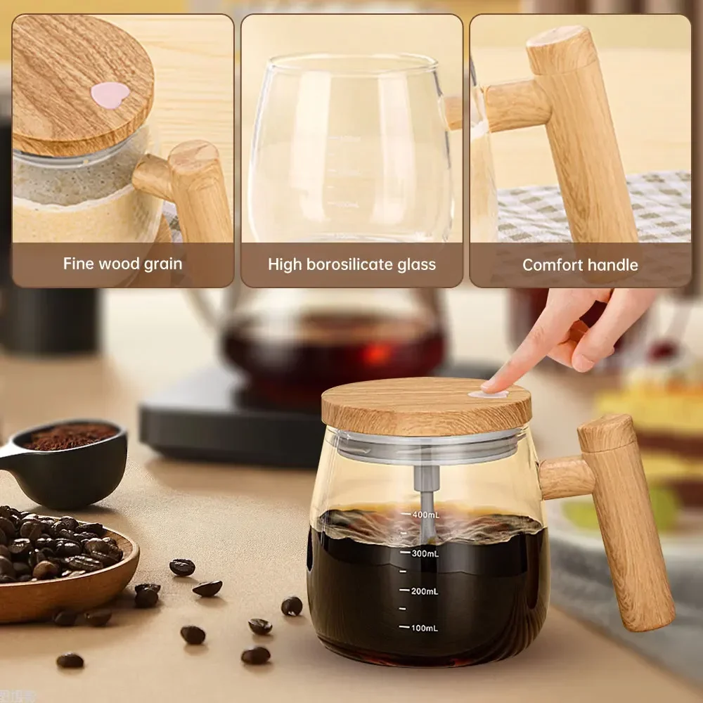 400ML Electric Blender Mixer Pot Portable Self Stirring Glass Coffee Cup for Milk Latte Coffee Drinks Mixing, coffee stirring cup,stirring cup,electric stirring cup,glass coffee mug,coffee cup,glass cup