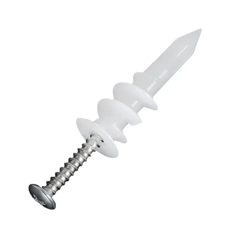 Nylon Screw Gypsum Board Special Drill Tail Expansion Screw Spiral Tube Plug Hollow Door Board Nylon Spiral Tube Slotted Three-point