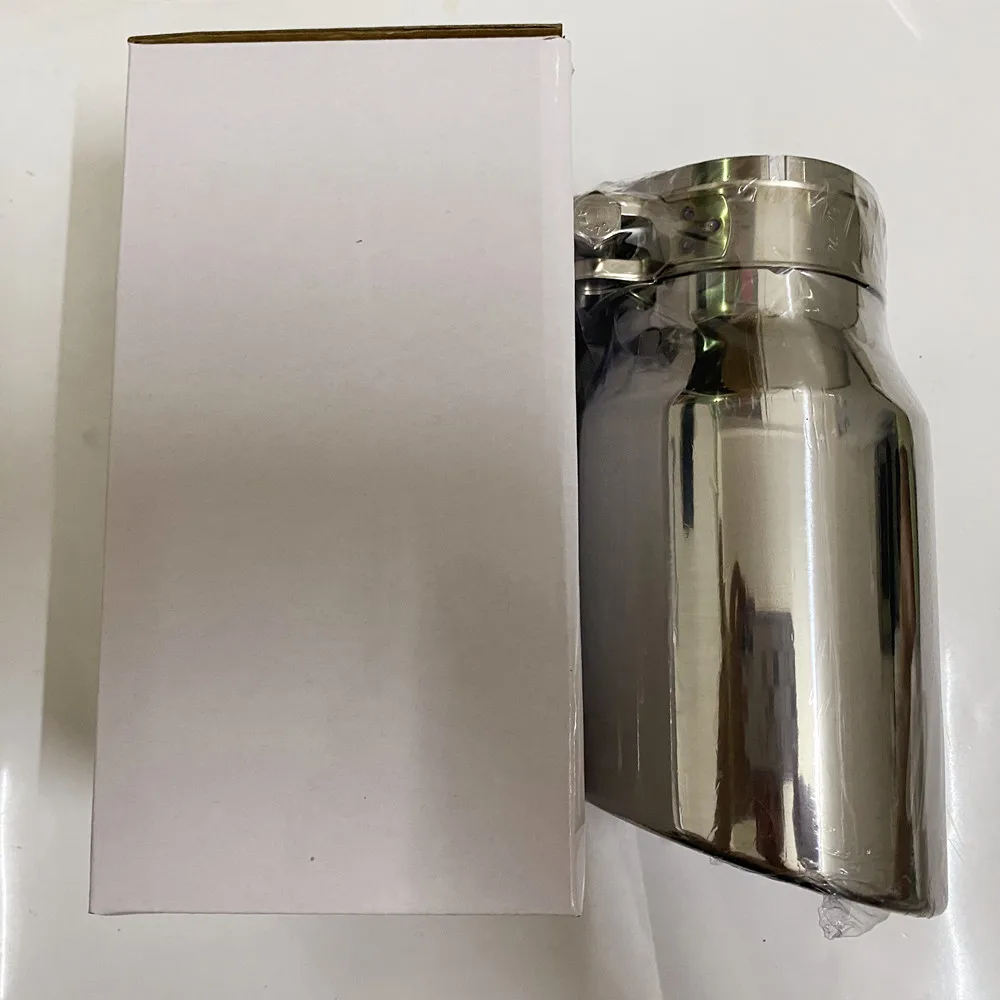3 inch Exhaust Muffler 76MM IN 101MM OUT Exhaust Pipe 20cm long Tips Sliver