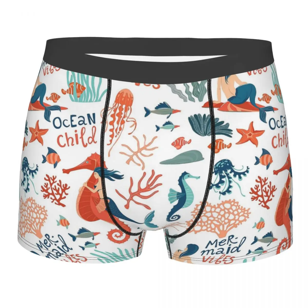 

Mermaid Back Animals of The Sea Clever Gentle Free And Happy Underpants Breathbale Panties Man Underwear Ventilate Shorts Briefs