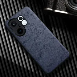 Leather Business Case with Wind Cortex Pattern Mobile Cover for Vivo X200 FE (Dark blue)