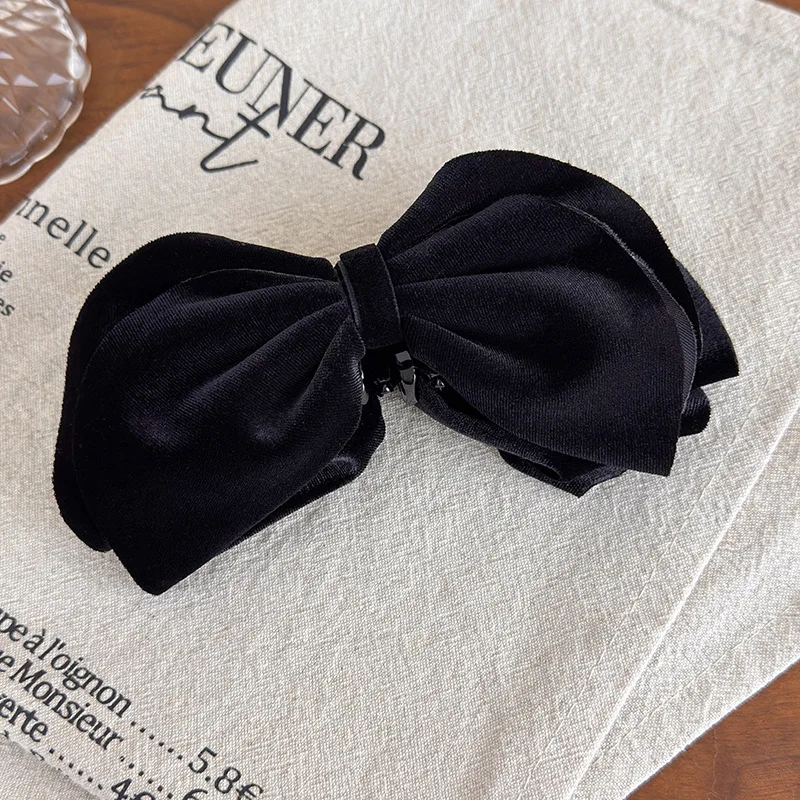 Bananenclip aus Samt mit Schleife, hohe Pferdeschwanz-Haarspange, gerade Haarspange, gedrehte Clip, süßes Haar-Accessoire – Detail 11