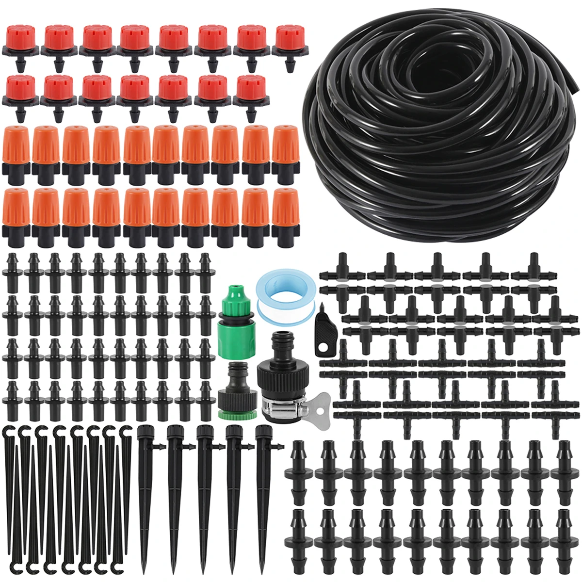 Drip Irrigation Kit Adjustable Garden Watering System with Drip Emitters Tubing and Drip