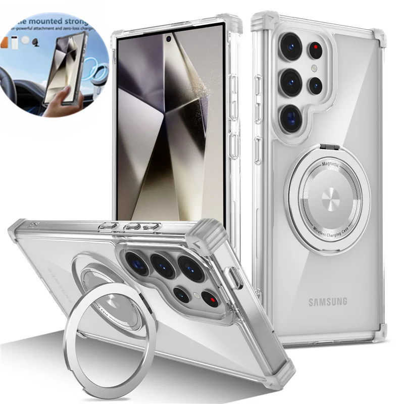 Rotierende Magnetische Halterung Hülle Für Samsung Galaxy S26 Ultra S26 Plus S26 Ringständer Transparent Für Magsafe Cover