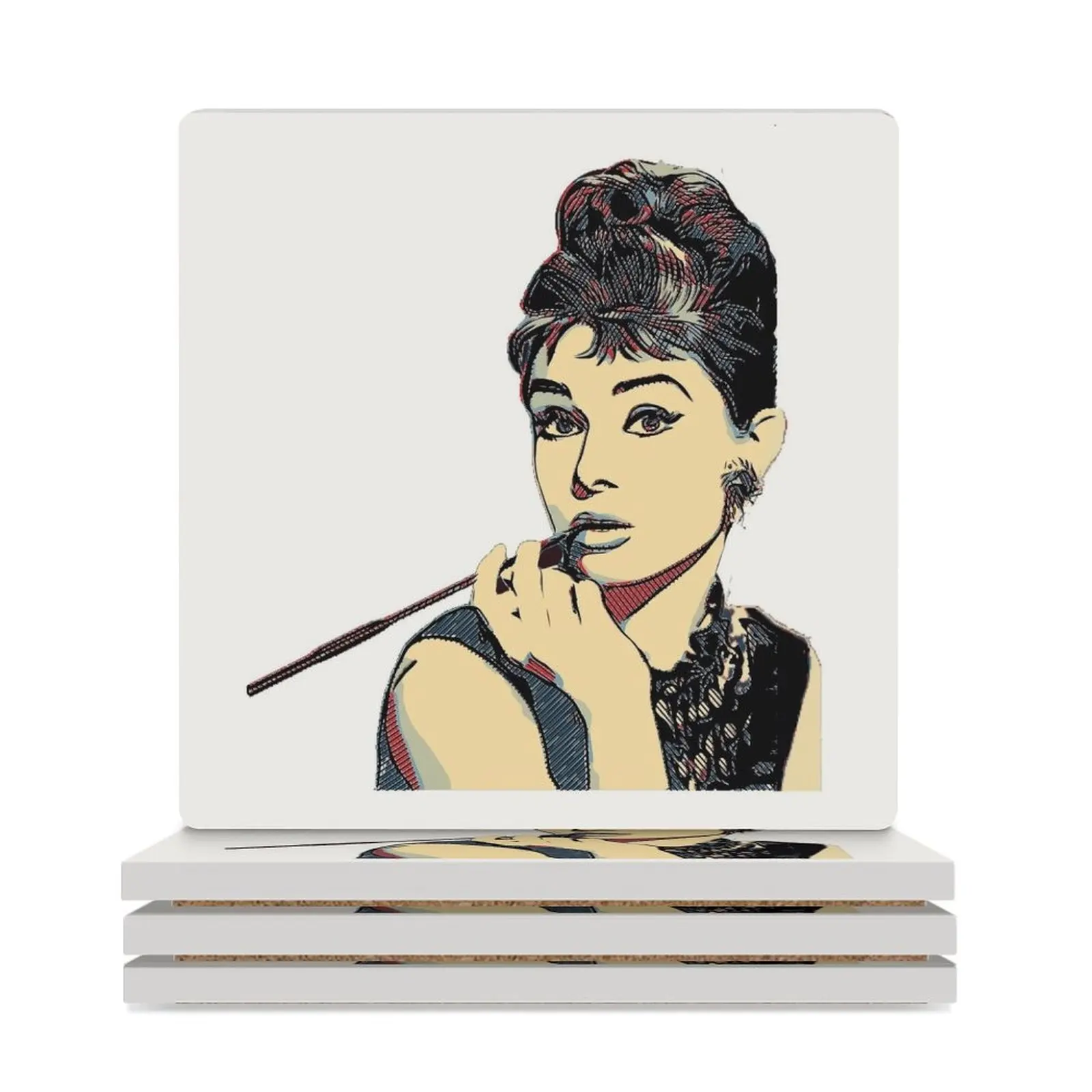 

Audrey Hepburn Ceramic Coasters (Square) cup set cute cup Tea cups Coasters