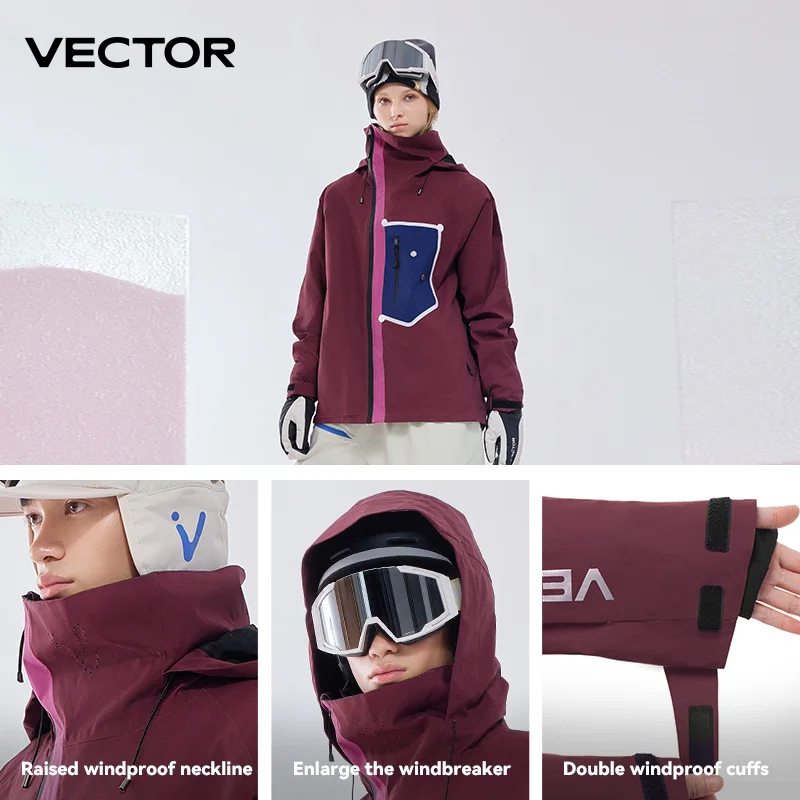 VECTOR Men Women Ski Jacket Winter Warm Windproof Waterproof Outdoor Sports Snowboard Ski Coat Trousers Snow Clothes Women 5