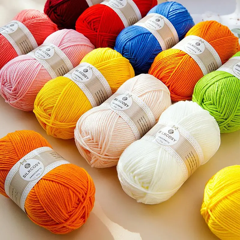 4-Strand Polyacrylonitrile Fiber Milk Cotton Yarn For Hand Knitting Acrylic Blending Knit Yarn Crochet Scarf Hat DIY Line Thread 2