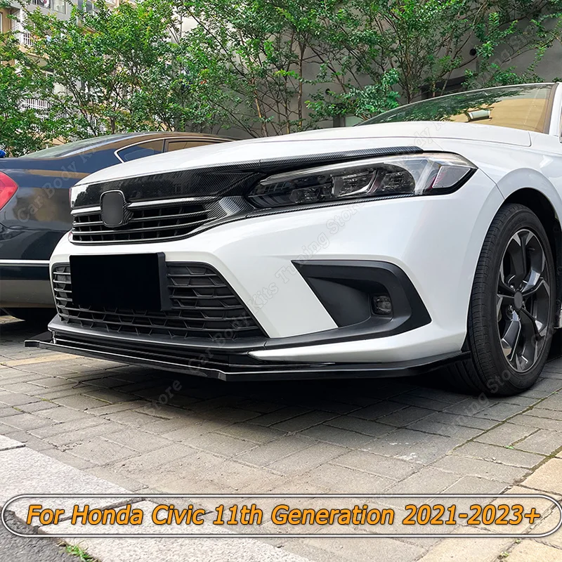 

For Honda Civic 11th Generation 2021 2022 2023+ Car Front Bumper Splitter Lip Diffuser Body Kit Spoiler Guard Gloss Black