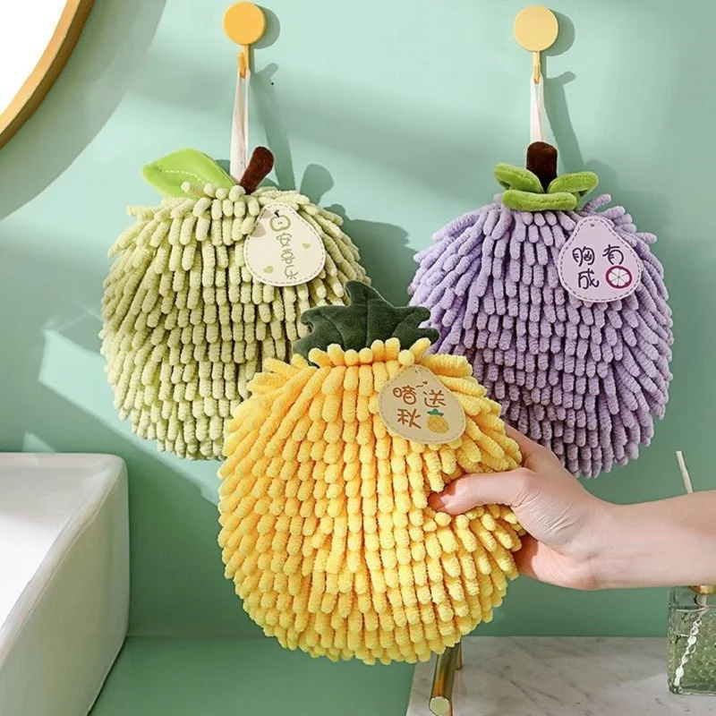 Microfiber Towel Hand Towel Microfiber Hand Towel Chenille Hand Towels Wipe Hand Towel Ball with Hanging Loops for Kitchen Bathroom Quick Dry Soft Absorbent Microfiber Handball