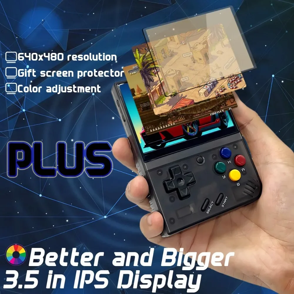 MIYOO Mini Plus Retro Console portatile per videogiochi classici con sistema Linux e schermo IPS da 3,5 pollici, ideale come regalo per bambini._voghion.com