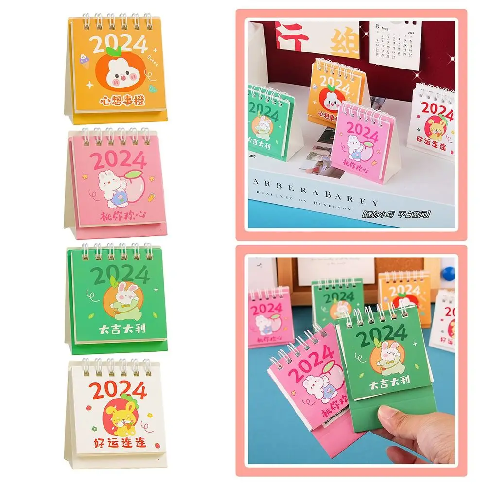 

Rabbit Pattern Desktop Paper Calendar Mini July 2023- December 2024 Schedule Planner Paper Writable To Do List Planner Home