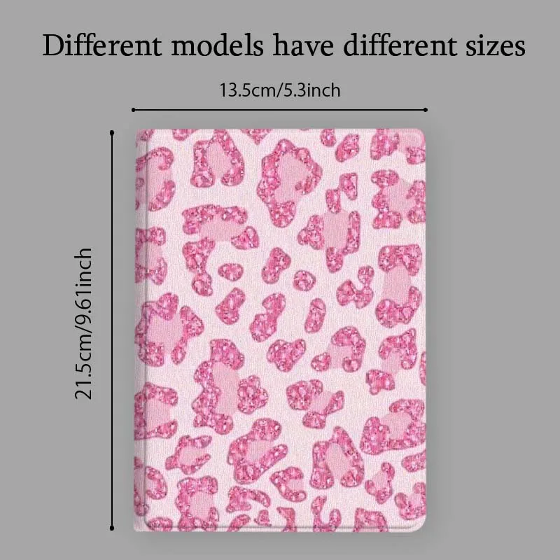 Cartoon Leopard Print Pink Glitter Tablet Case