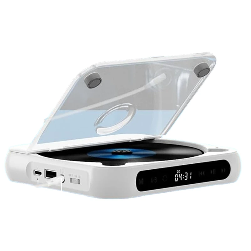 Discman 플레이어 휴대용 USB AUX 재생 워크맨 플레이어 자동차 홈 오피스 용 내장 1200mAh 충전식 배터리