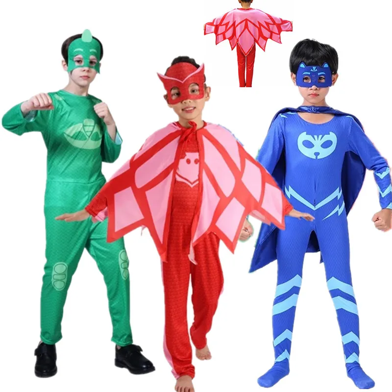 Bambino Gekko Owlette Catboy Tute Pigiama Costume Cosplay Con Maschera Festa Di Compleanno Vestito Blu Rosso Verde Costumi Di Halloween