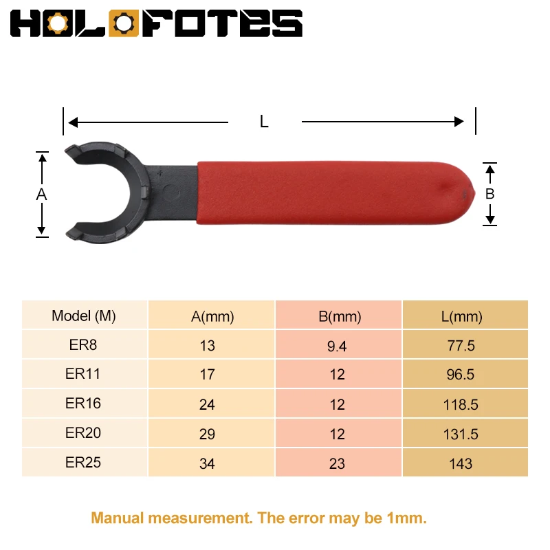 ER-M Type Wrench ER8M ER16M ER20M ER25M Wrench Rubber Handle Cast Iron Body for ER-M Series Collet Chuck Nut