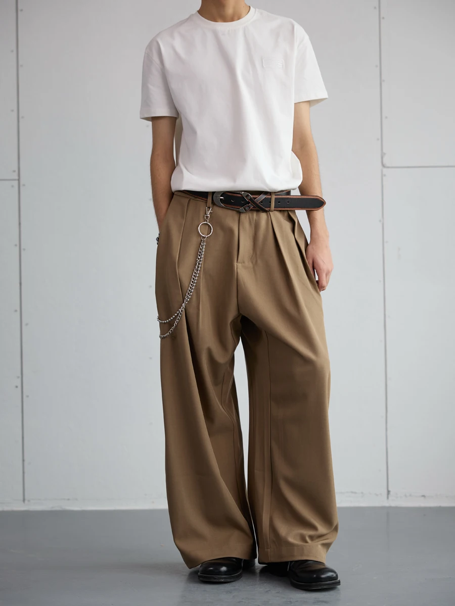 Water Wednesday Off-Du Spring 2025 Men's Casual Loose Straight Leg Pants Couple's Long Trousers Polyester Blend Youth Faion