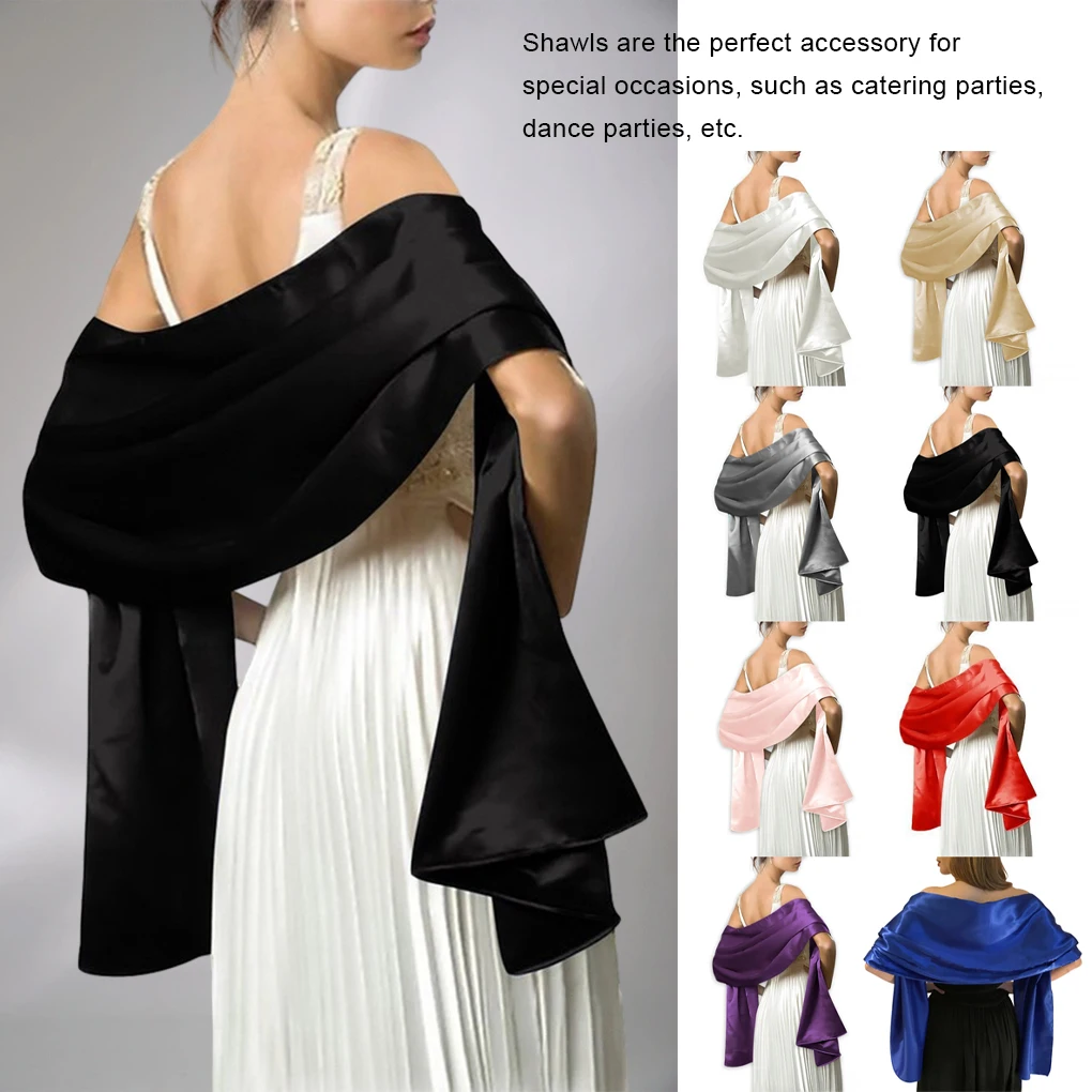 

Ceremony Dance Ball Women Satin Shawl Girls Evening Party Stylish Decorative Long Scarf Simple Design Decor