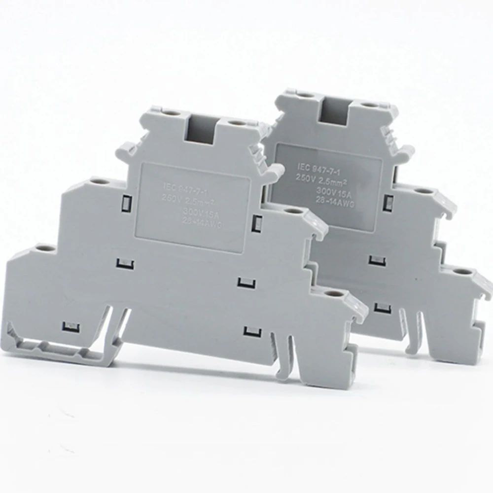 10Pcs DIKD1.5 Three Layer Terminals Electrical Connector DIN Rail Terminal Block 0.2-2.5 mm&sup2; Rail Sensor Brass Terminal Block