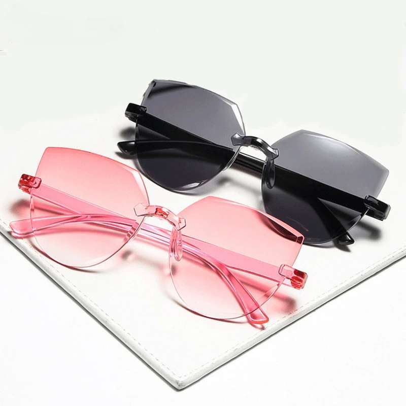 

New Ladies Cat Ear Sunglasses One-piece Frameless Jelly Transparent Sunglasses Retro All-in-one Ocean Piece Candy Sunglasses