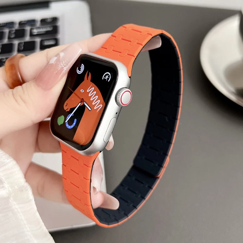 

Ремешок силиконовый для Apple Watch Ultra Band, магнитный браслет для Iwatch Series 9 8 7 6 Se 5 4 38 мм 41 мм, 49 мм 45 мм 44 мм 40 мм 42 мм