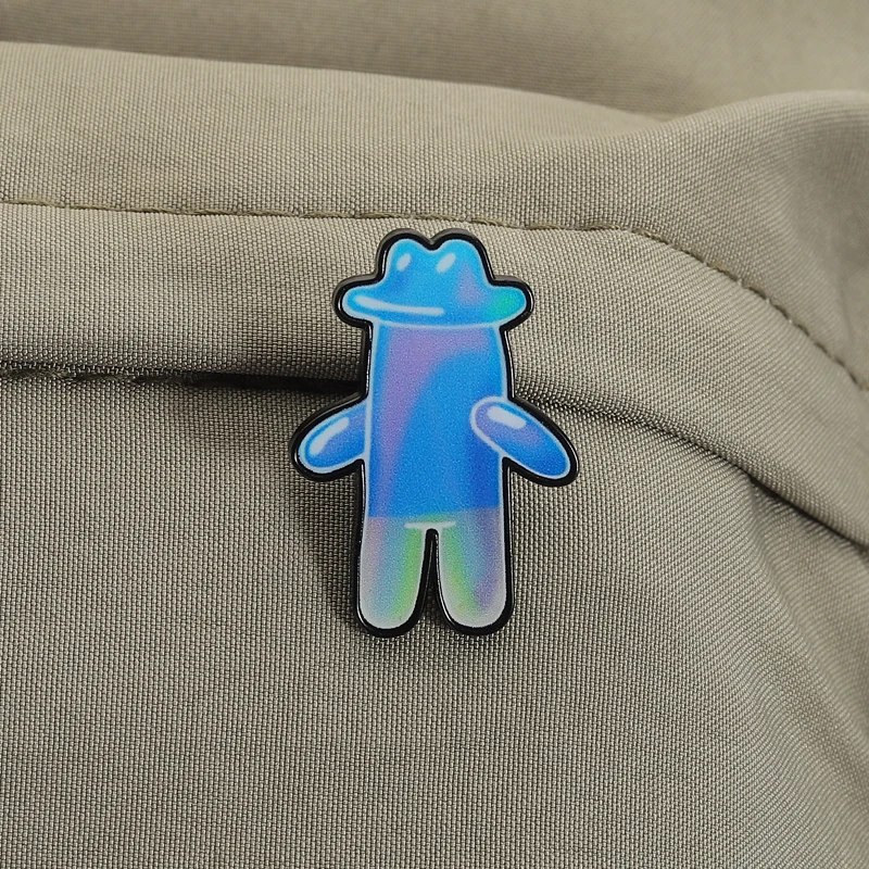 Cartoon Bubble Man Emaille Pin Lustige Anime Charakter Periphere Animation Blaue Figur Brosche Revers Abzeichen Schmuck Geschenk für Freunde – Detail 9