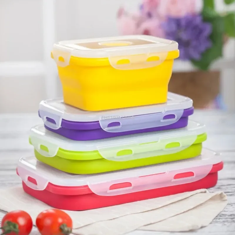 Collapsible Silicone Food Container Portable Bento Lunch Box Microware Home Kitchen Outdoor Food Storage Containers Box