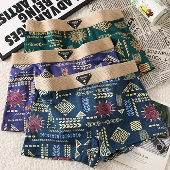 3 Pz/pacco 100% Cotone Stampa Vintage Mutandine da Donna Super Morbido Igroscopico Traspirante Biancheria Intima Alta Cintura Elastica Pantaloncini 1