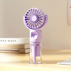 Portable Handheld USB Rechargeable Mist Fan with Humidifier - 4 - Speed Adjustable, Ideal (PURPLE)