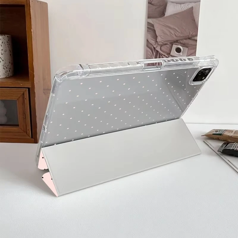 Stylish Black Polka Dots Trifold Tablet Case