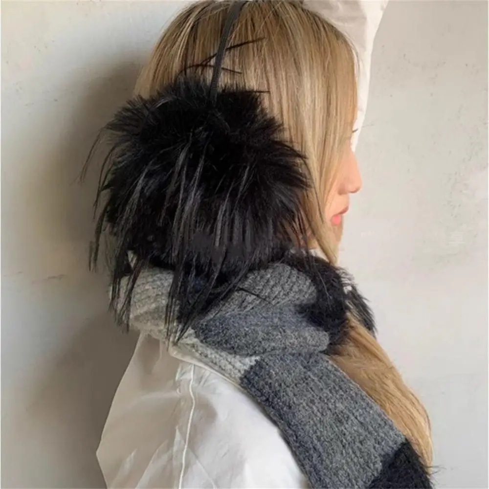 Y2k Long Hair Plush Warm Earmuffs Faux Mink Fur Ear Muffs For Women Winter Cold Proof Fluffy Ear Warmers Thicken Warm Ear Bags