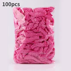 Transparent Waterproof Disposable Shower Caps - Sauna Accessories and Bathroom Essentials (100PCS-Pink)