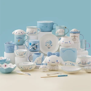 Kawaii Sanriod Anime Hobby Cinnamoroll Home Ceramic Plate Set Breakfast Mug Steak Plate Salad Bowl Mug Glass Instant Noodle Bowl