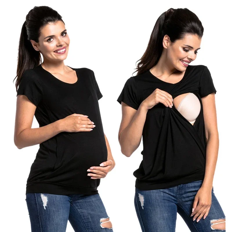 Short Sleeve Nursing Top for Breastfeeding T-Shirt Pregnant Women's Casual Hot Selling Maternity Tops Comfy