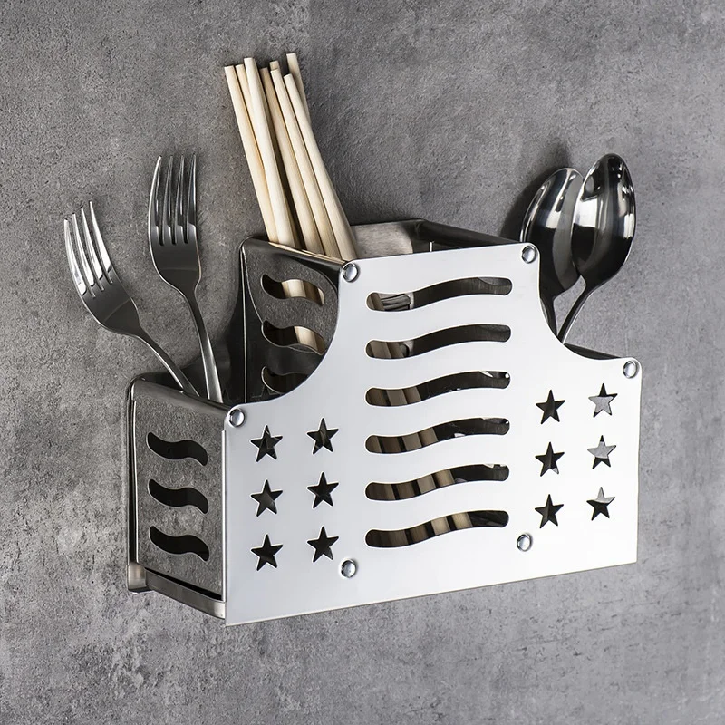 

AT35 Kitchen Storage Box Rack Kitchen Cutlery Organizer Tableware Draining Chopstick Cage With Water Outlet Tableware Holder