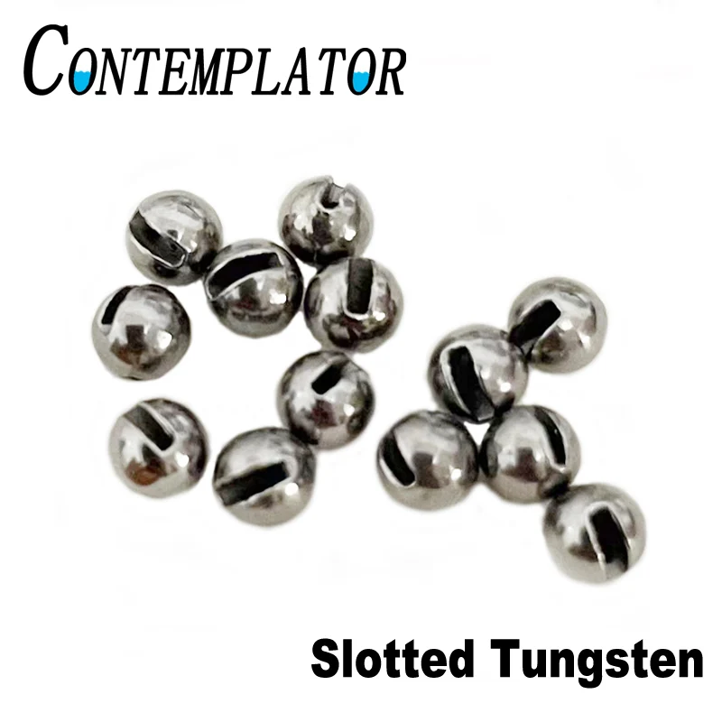 CONTEMPLATOR 20pcs 2.0mm-4.0mm Fly Tying Slotted Tungsten Beads Jig Style Flies Extra Sink Beadhead On Nymph Streamer Patterns