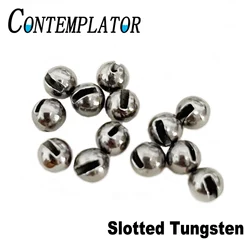 CONTEMPLATOR 20pcs 2.0mm-4.0mm Fly Tying Slotted Tungsten Beads Jig Style Flies Extra Sink Beadhead On Nymph Streamer Patterns