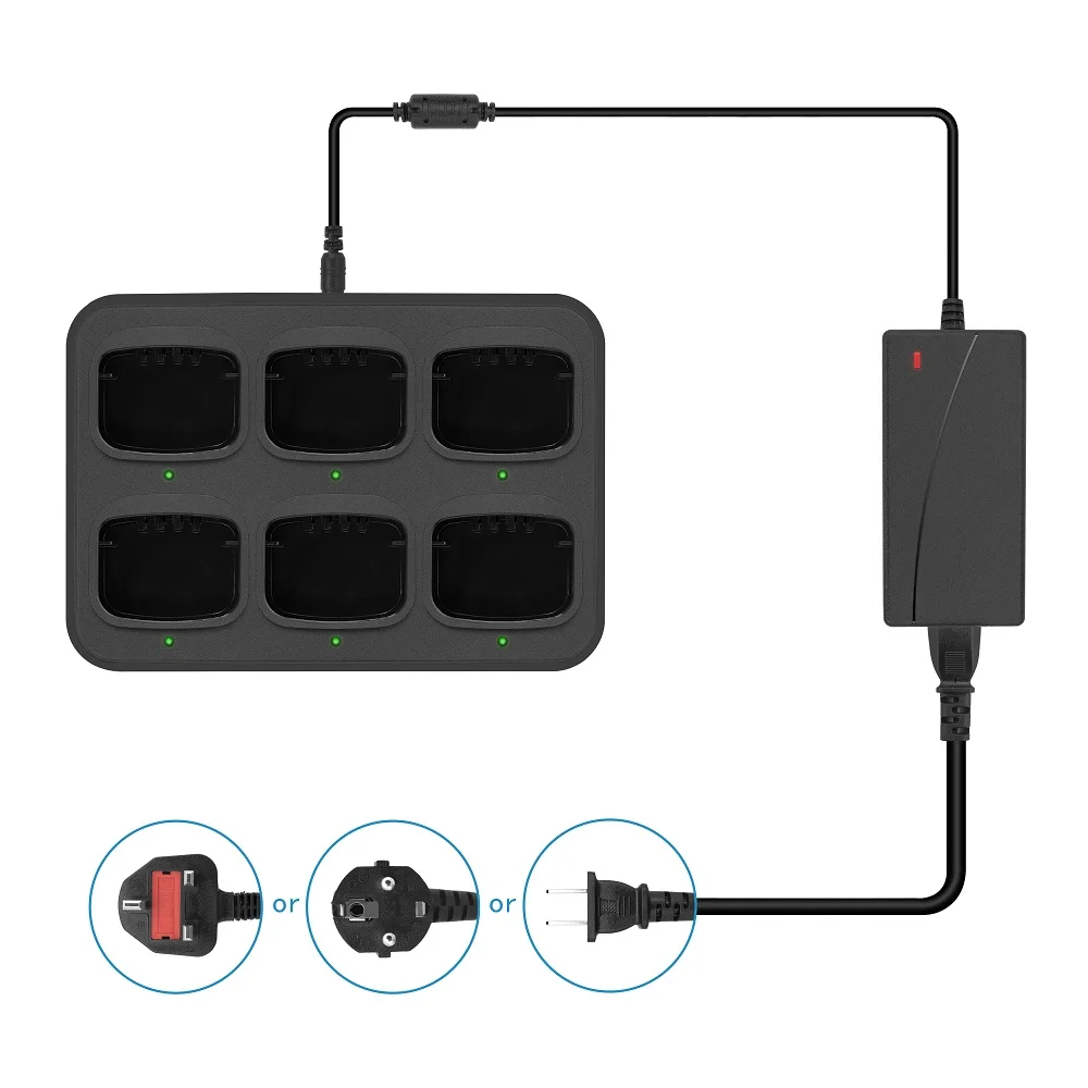6-Way Multi-Functional Charger Adapter Rapid Charging for XiR C1200 C2660 CP1208 CP1668 CP476 Walkie Talkie Two Way Radio
