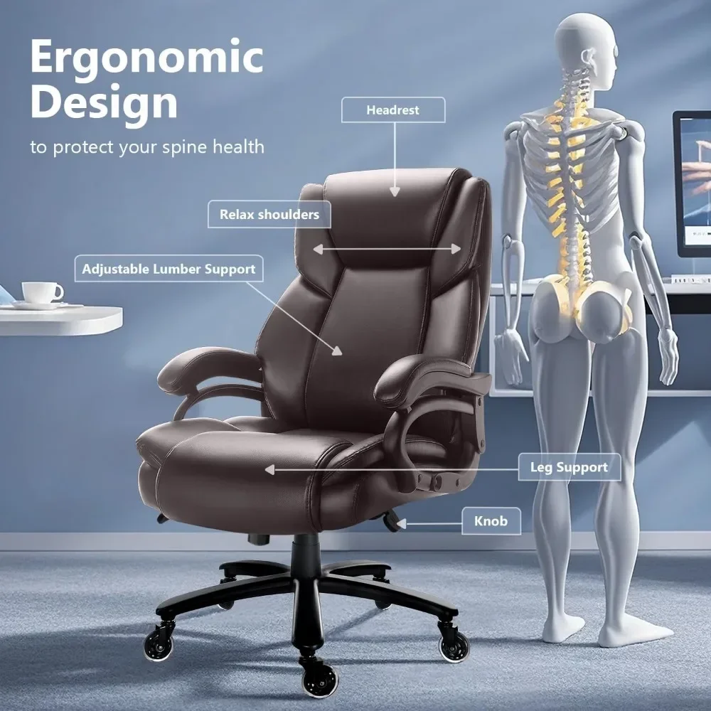 Heavy Duty Office Chair 500lbs, Big and Tall Office Chair for Heavy People, Adjustable Ergonomic Lumbar Support 5
