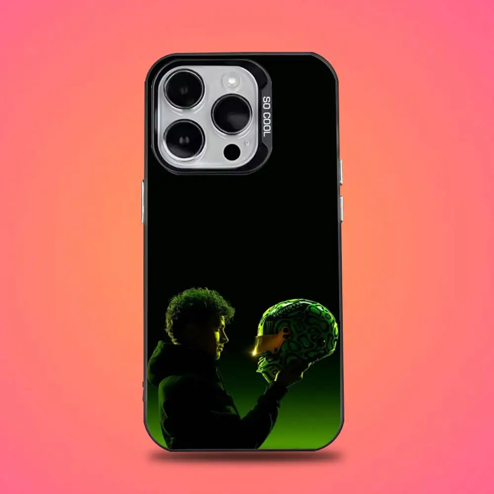 Sleek Anti-Fall Black Matte Hard Bumper Phone Case Featuring Lando Norris F1 Design