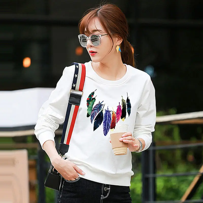 Spring Lady New Loose Appear Thin Long Sleeved Thin Style Korean Round Neck Patchwork Contrasting Colors Insert All-match Tops 5
