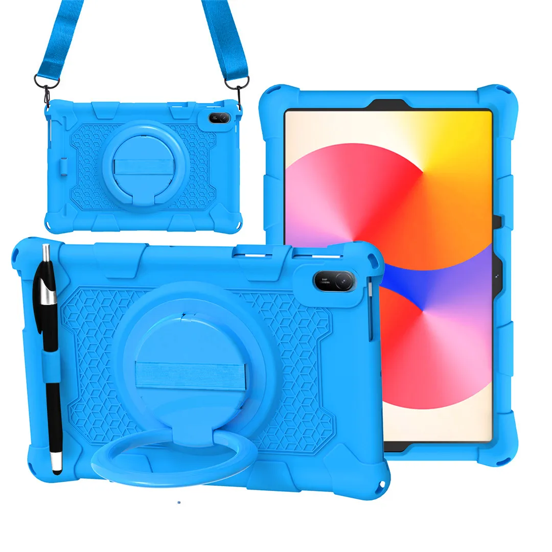 Soft Silicone Kids Tablet Cover with Stand and Shoulder Strap