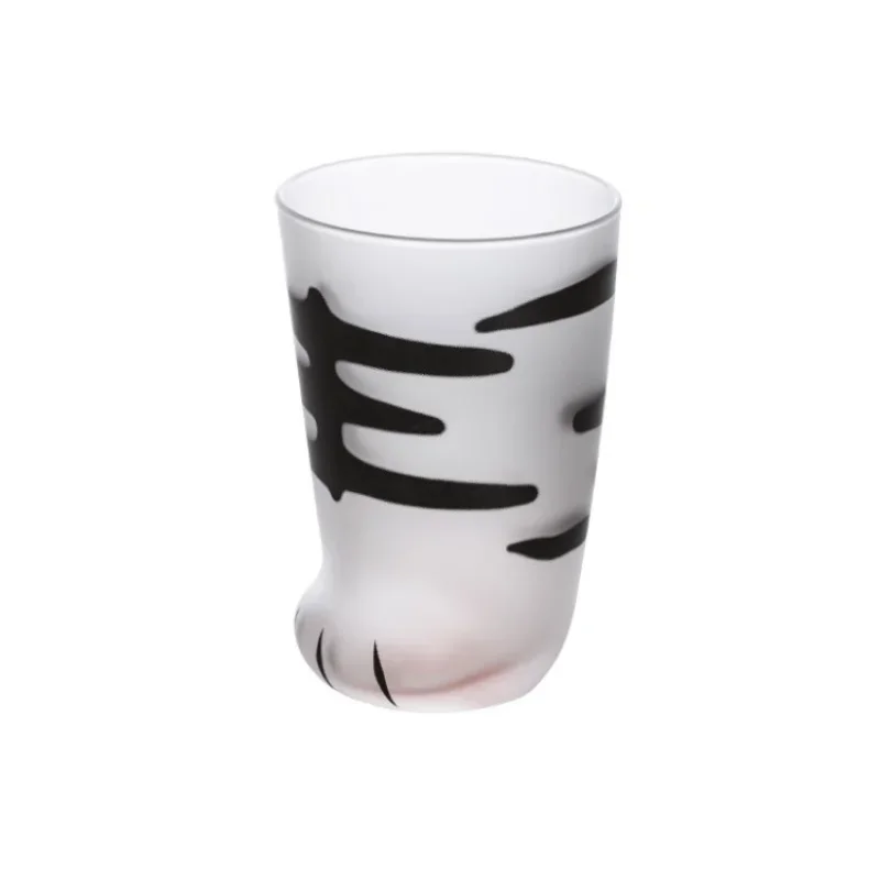 Glass Water Cup Cat Paw Frosted Glass Cup for Coffee