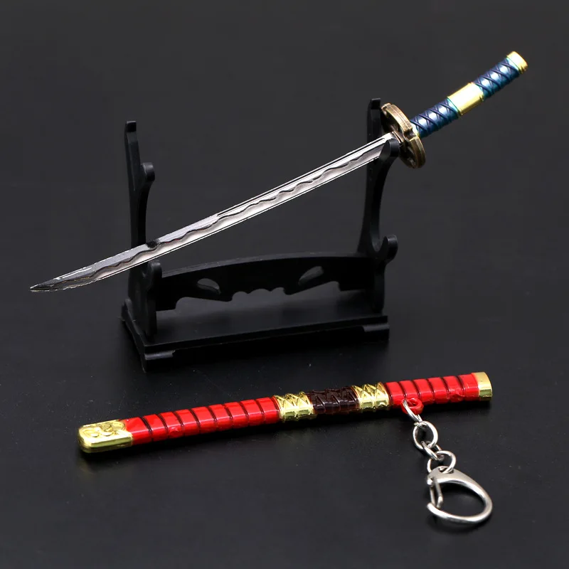 Tabletop Gadget Toy Katana Pendant Keychain Anime Sword Weapon Pendant Keyrings Fashion Simulated Cosplay Accessory