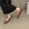 Bailamos 2024 Spring New Brand Women Flats Round Toe Shallow Slip On Ladies Casual Ballet Shoes Soft Leather Eelgant Dress Shoes 4
