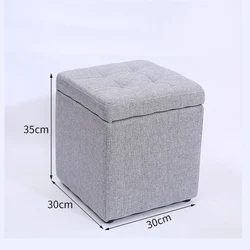 Minimalist Wooden Storage Ottoman with Fabric Seat (Plain color)
