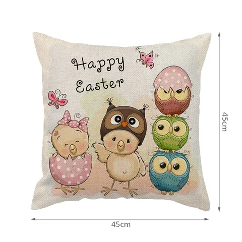 

Rabbit Chicken Cute Photo Pillow Case Linen Bear Owl Animals Cushion Cover Print Throw Pillowcases for Easter Decorations Happy