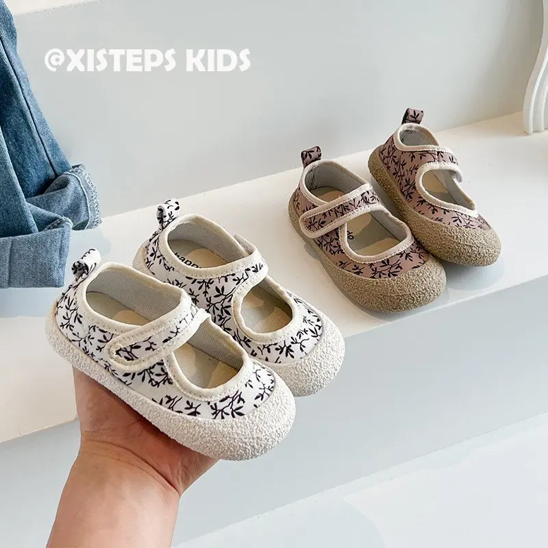 

Little Princess Girls Canvas Shoes Non-slip Soft Sole Kids Casual Sneakers Printed Toddler School Shoes Beige Khaki Sapato